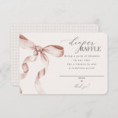 Beige Coquette Bow Luier Raffle uitnodiging insert Informatiekaartje (Voorkant / Achterkant)
