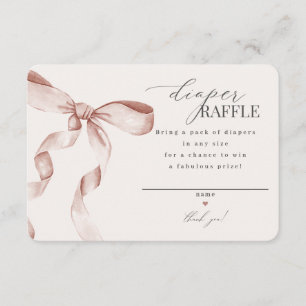 Beige Coquette Bow Luier Raffle uitnodiging insert Informatiekaartje