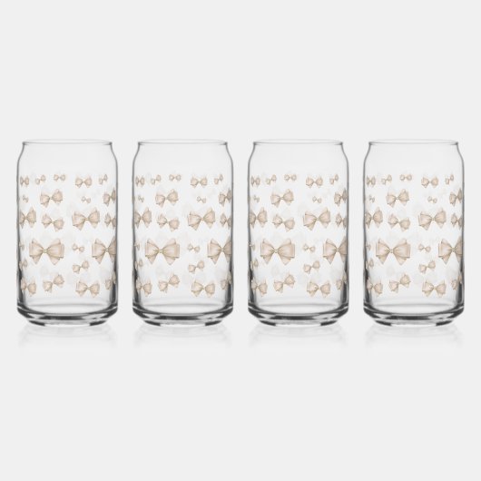 Beige Coquette Bow Pattern Blikvorm Glas (Rechts)