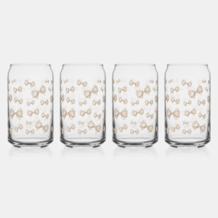 Beige Coquette Bow Pattern Blikvorm Glas