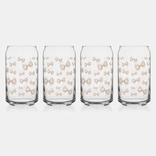 Beige Coquette Bow Pattern Blikvorm Glas (Voorkant)