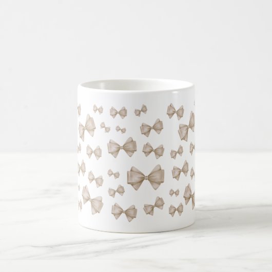 Beige Coquette Bow Pattern Koffiemok (Center)
