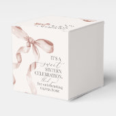 Beige Coquette Bow Sweet 16 Verjaardag Party Gift Bedankdoosjes (Voorkant Zijde)