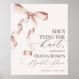 Beige Coquette Bow Vrijgezellenfeest Welkomstbord Poster