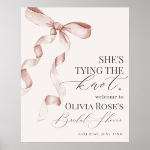 Beige Coquette Bow Vrijgezellenfeest Welkomstbord Poster