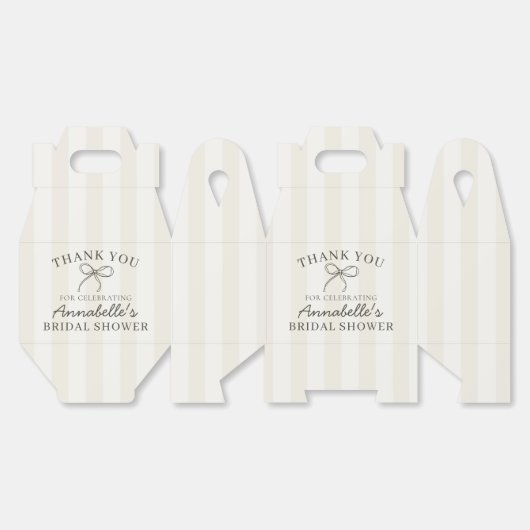 Beige Coquette Strik Beige Bruiloft Borrelhapjes Bedankdoosjes (Ongevouwen)