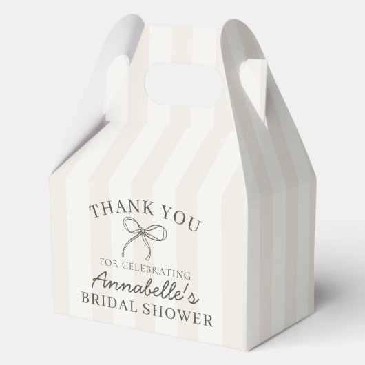 Beige Coquette Strik Beige Bruiloft Borrelhapjes Bedankdoosjes (Achterkant)