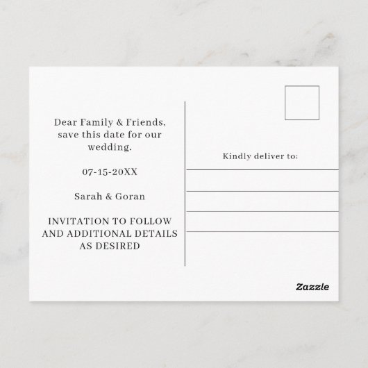Beige Coral Floral Wedding Bewaar de datum Briefkaart (Achterkant)