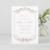 Beige Cottage Trouwkaart Tan Uitnodiging (Staand voorkant)