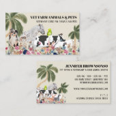 Beige Cow Sheep Dog Cat Bird Rabbit Duck Palm Visitekaartje (Voorkant / Achterkant)
