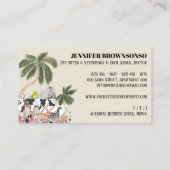 Beige Cow Sheep Dog Cat Bird Rabbit Duck Palm Visitekaartje (Achterkant)