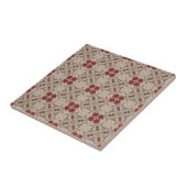 Beige cranberry rood vierkant patroon geometrisch tegeltje (Zijkant)
