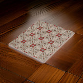 Beige cranberry rood vierkant patroon geometrisch tegeltje