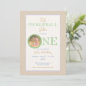 Beige Crawl Walk Pickleball thema 1e verjaardag Kaart (Staand voorkant)
