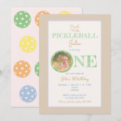 Beige Crawl Walk Pickleball thema 1e verjaardag Kaart (Voorkant / Achterkant)