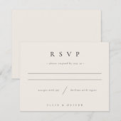 Beige Cream Boho Wedding Reply Modern RSVP Kaartje (Voorkant / Achterkant)
