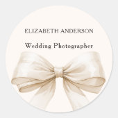 Beige Cream Bow Business Ronde Sticker (Voorkant)