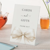 Beige cream bow ivory girl cards gifts sign reclamebord met voetstuk (Insitu)