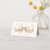 Beige Cream Bow Ivory Place Cards | Elegant Folded Plaatskaartje (Achterkant)