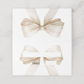 Beige cream Bow Place Cards Elegant Folded Plaatskaartje (Buitenkant ongevouwen)