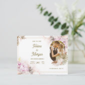 Beige Cream bruiloft uitnodiging briefkaart (Staand voorkant)