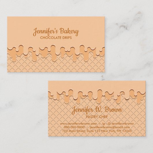 Beige Cream Driving Wafer Visitekaartje (Voorkant / Achterkant)