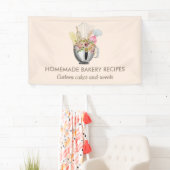 Beige Cream Elegant Minimal Bakkerij gebak Spandoek (Insitu)