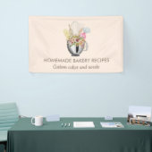 Beige Cream Elegant Minimal Bakkerij gebak Spandoek (Beurs)