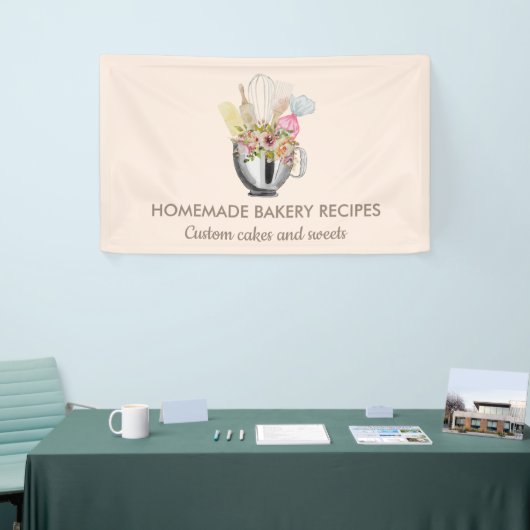 Beige Cream Elegant Minimal Bakkerij gebak Spandoek (Beurs)