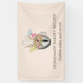 Beige Cream Elegant Minimal Bakkerij gebak Spandoek (Verticaal)