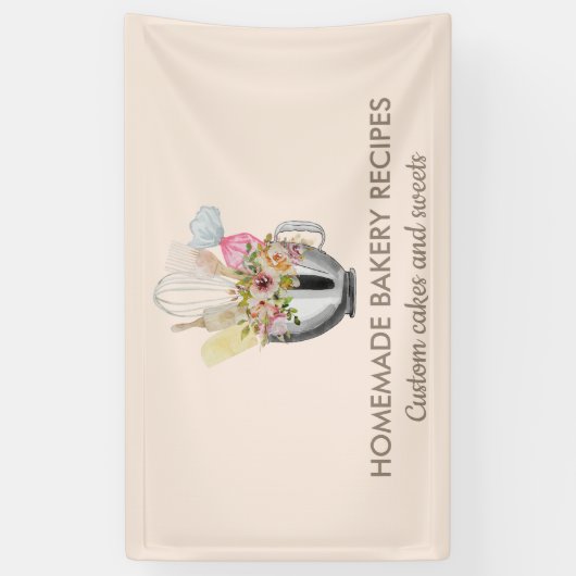 Beige Cream Elegant Minimal Bakkerij gebak Spandoek (Verticaal)