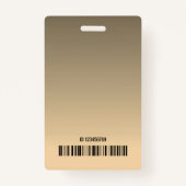 Beige Cream Gold Ombre Logo Barcode ID Sjabloon Badge (Achterkant)
