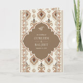 Beige Cream Ikat All in One Sikh Wedding (Voorkant)