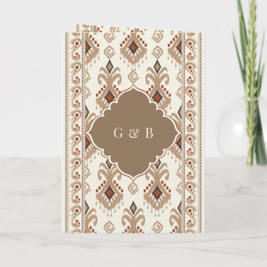 Beige Cream Ikat All in One Sikh Wedding (Achterkant)