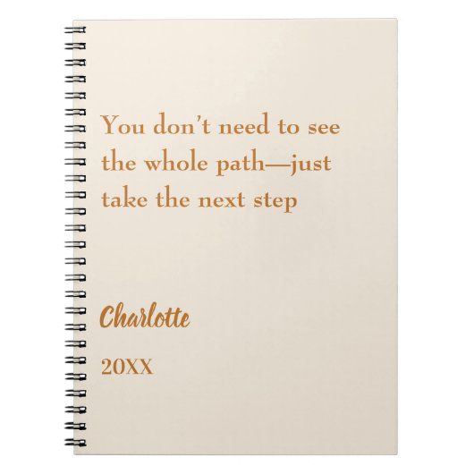 Beige cream inspirational goal quote notitieboek (Voorkant)