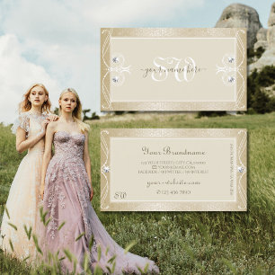 Beige Cream Mosaic  Sparkle Jewels Initialen Visitekaartje