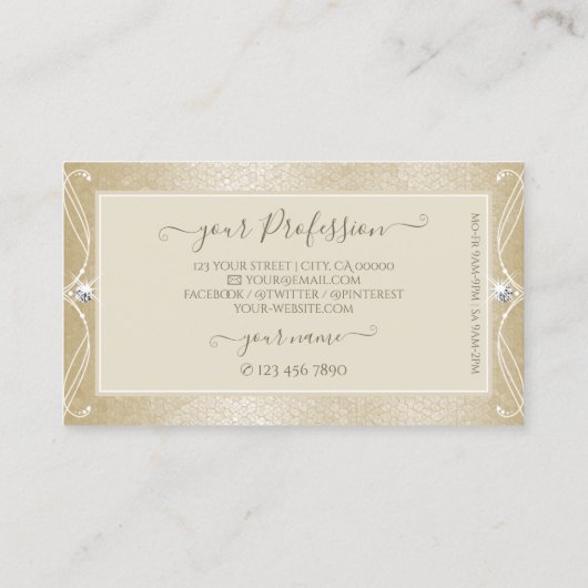 Beige Cream Mosaic  Sparkle Jewels met Logo Visitekaartje (Achterkant)