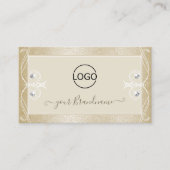 Beige Cream Mosaic  Sparkle Jewels met Logo Visitekaartje (Voorkant)