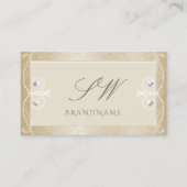 Beige Cream Mosaic  Sparkle Jewels Monogram Visitekaartje (Voorkant)