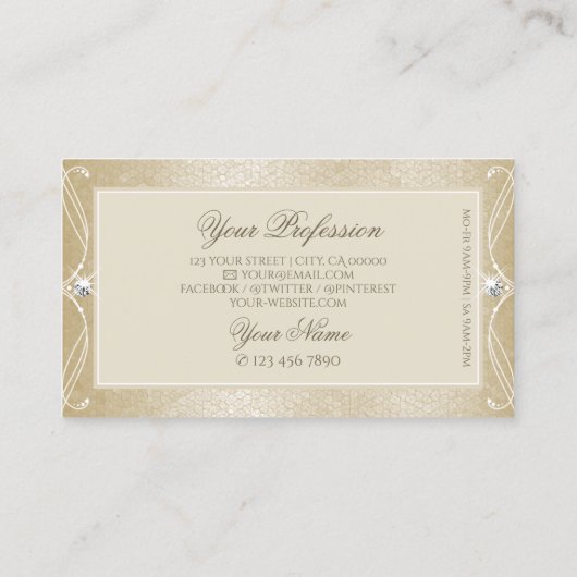 Beige Cream Mosaic Sparkle Jewels  Ornamenten Visitekaartje (Achterkant)