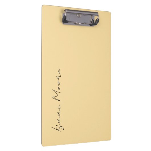 Beige Cream Plain Elegant Script Calligraphy Name Klembord (Rechts)