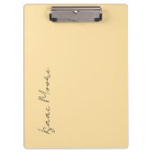 Beige Cream Plain Elegant Script Calligraphy Name Klembord (Voorkant)