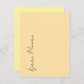 Beige Cream Plain Elegant Script Calligraphy Name Notitiekaartje (Voorkant / Achterkant)