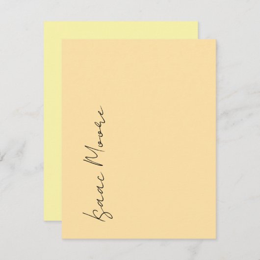 Beige Cream Plain Elegant Script Calligraphy Name Notitiekaartje (Voorkant / Achterkant)