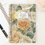 Beige Cream Rozen en  Lijst Planner<br><div class="desc">Verhoog uw dagelijkse organisatie met deze elegante planner! Met prachtig geïllustreerde rozen in crème, beige en zacht perzik tegen een subtiele grijze achtergrond, is deze planner een tijdloze klassieker. Het luxueuze witte en gouden lijst in het midden toont aanpasbare tekst, zodat u deze kunt personaliseren met jouw naam en het...</div>