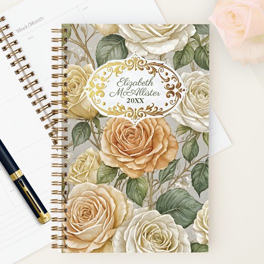 Beige Cream Rozen en Lijst Planner