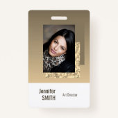 Beige Cream Simple Business Logo Barcode Sjabloon Badge (Voorkant)