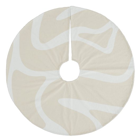 Beige Cream Simple Organic Pattern Fleece Kerstboom Rok (Voorkant)