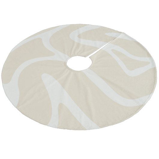 Beige Cream Simple Organic Pattern Fleece Kerstboom Rok (Gekanteld)