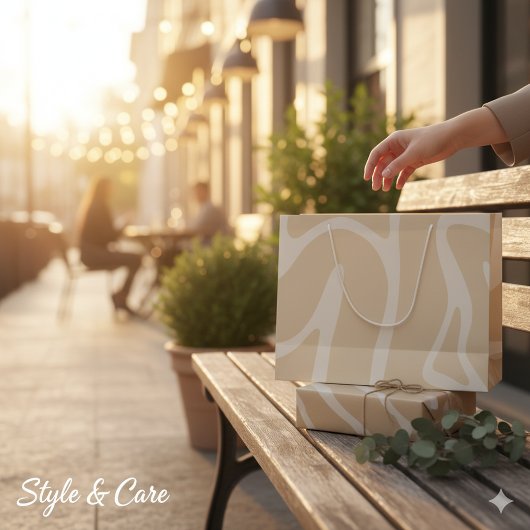 Beige Cream Simple Organic Pattern Groot Cadeauzakje